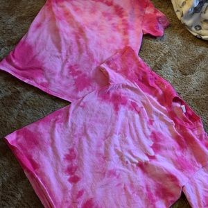 Pink bleach tie dye t shirt size Medium